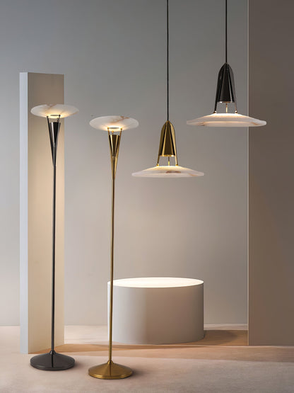 Alabaster Glow Conical Metal Pendant Light