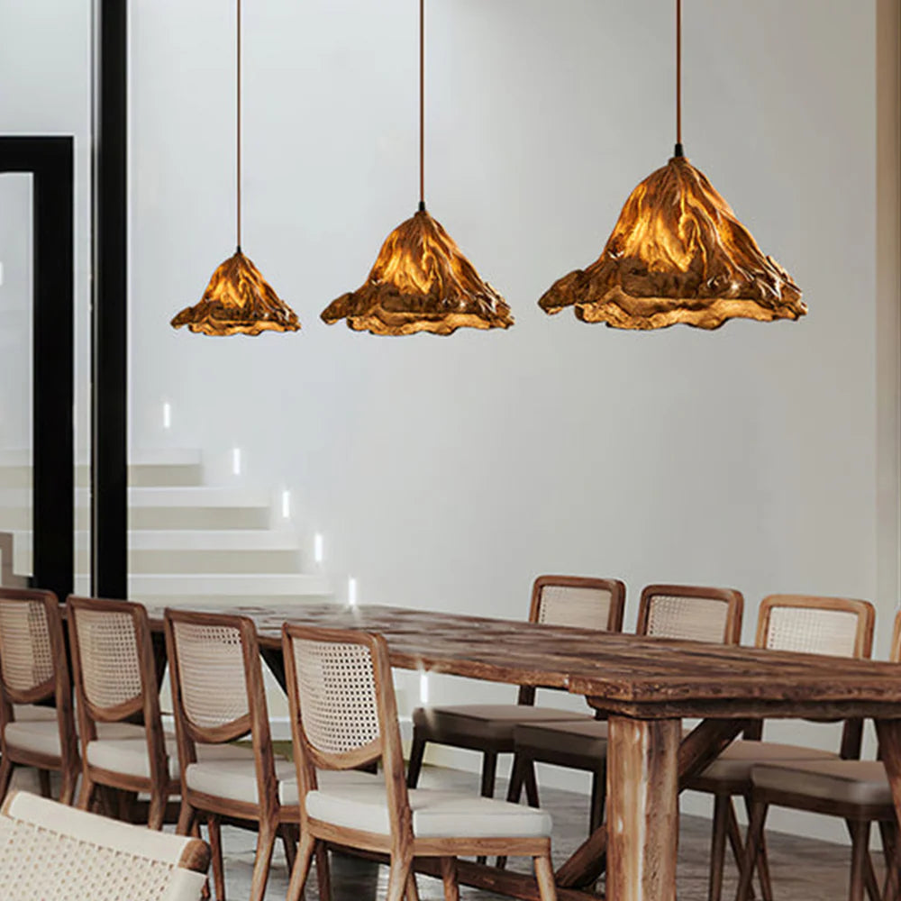 Resin Lotus Leaf Design Pendant Light For Living Room