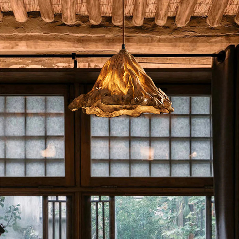 Resin Lotus Leaf Design Pendant Light For Living Room