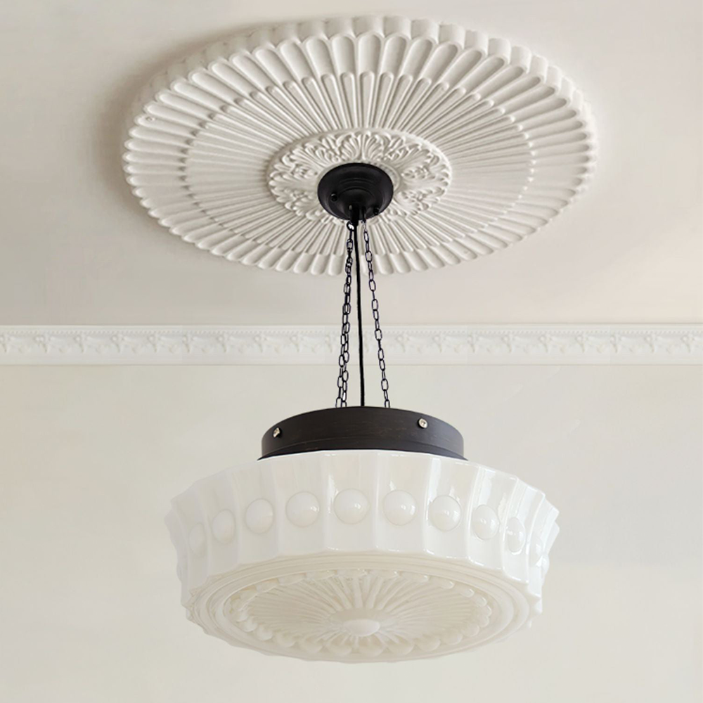 Warm Glow Vintage French Country Dome Pendant Light