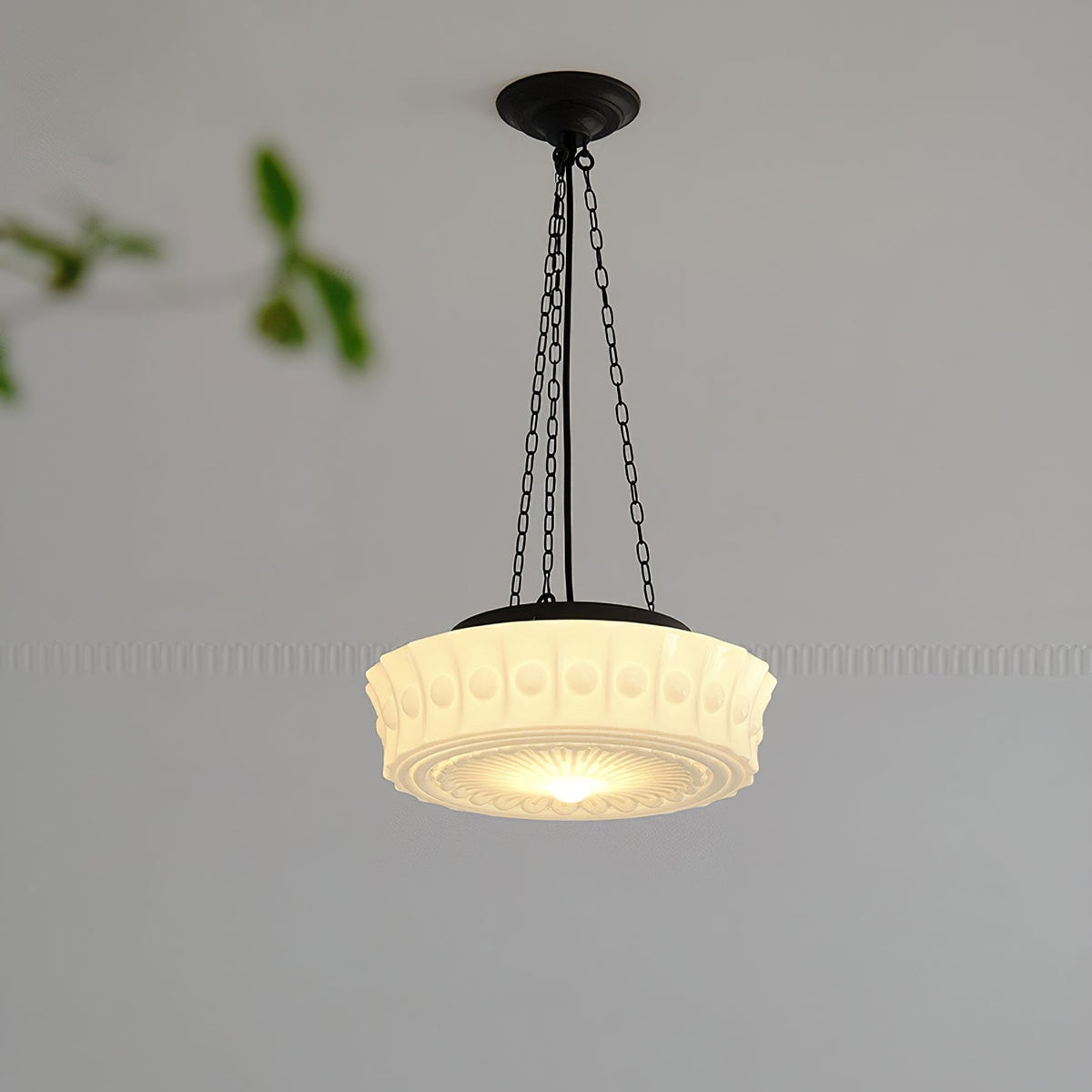 Warm Glow Vintage French Country Dome Pendant Light