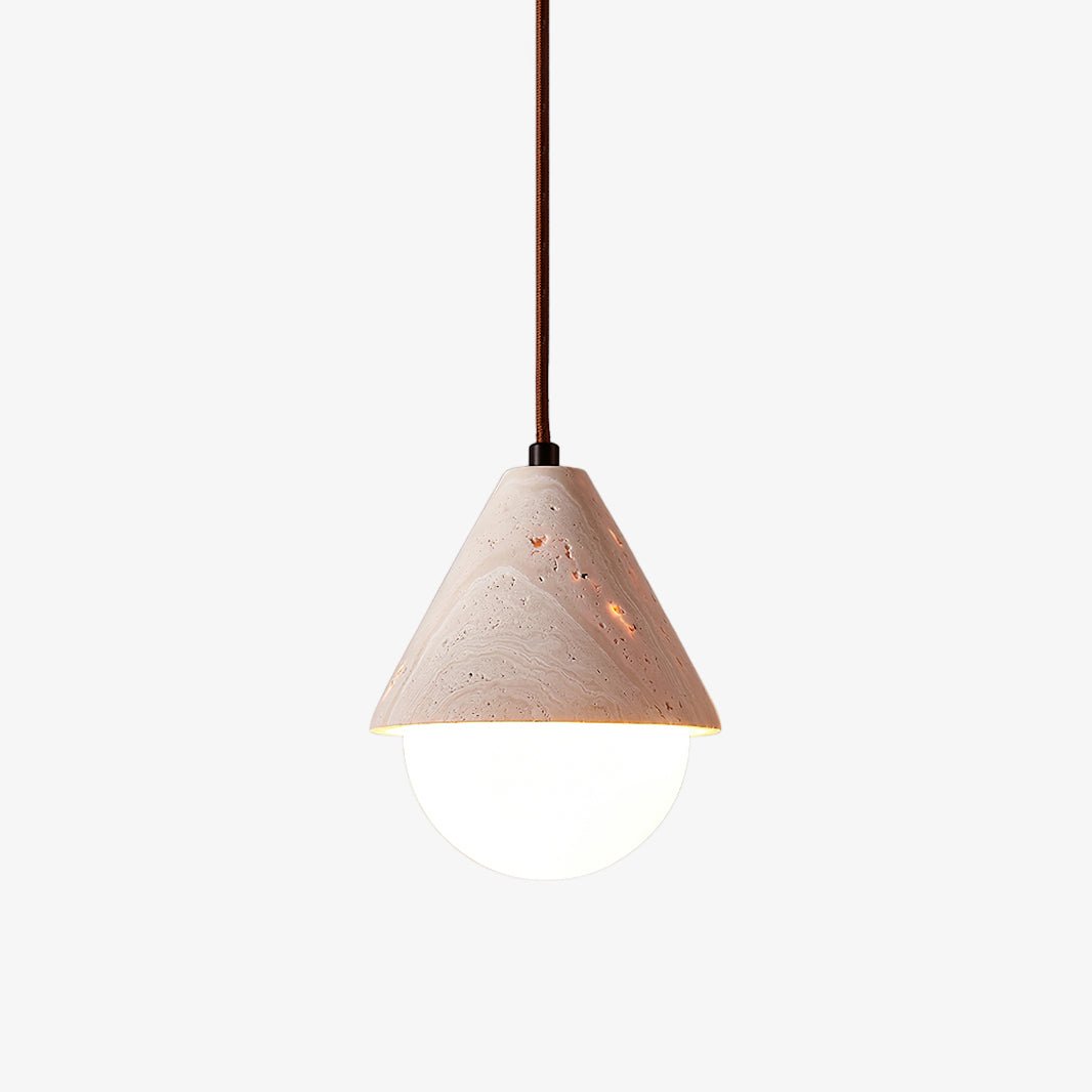 Ambient Indoor Lighting Travertine Cone Pendant Light