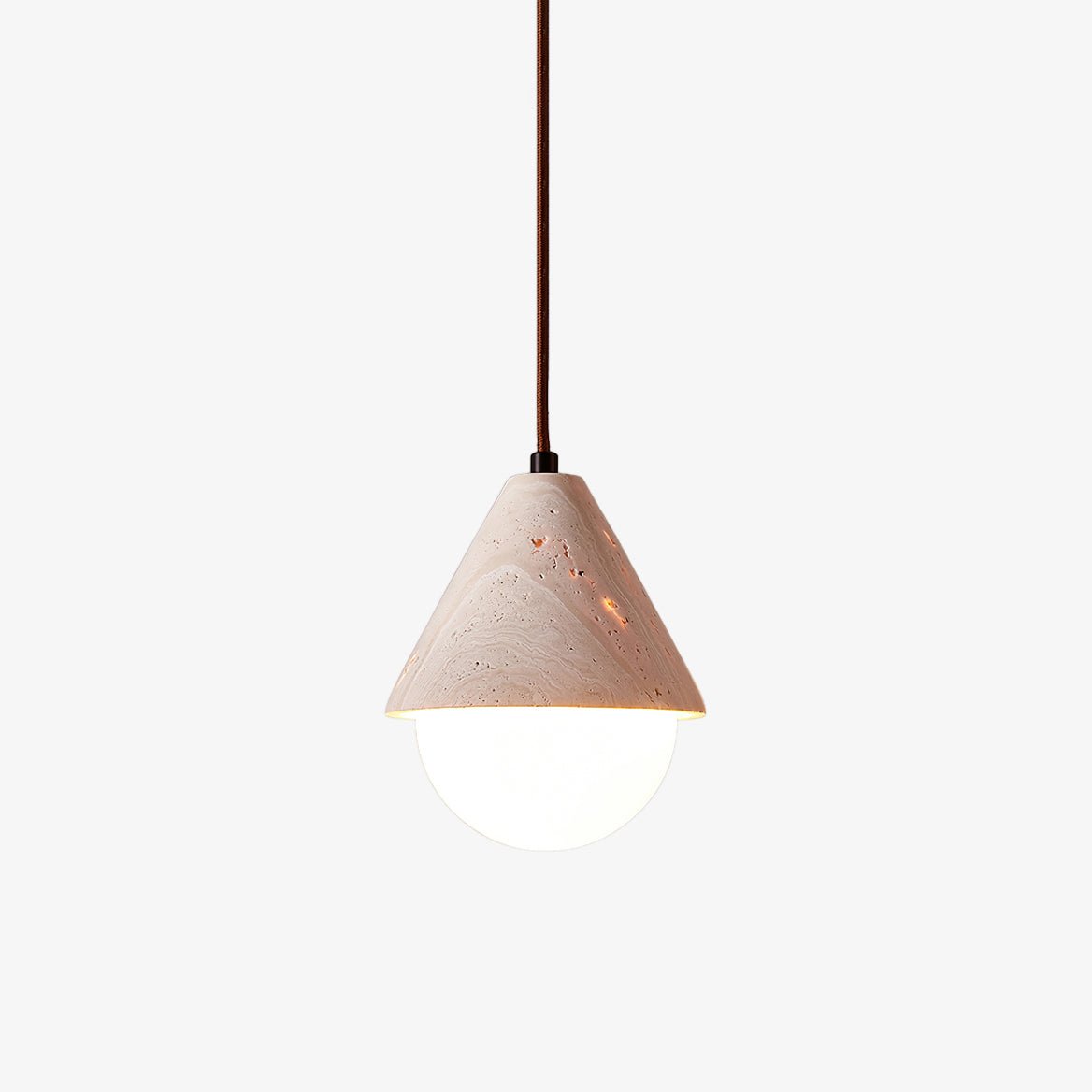 Ambient Indoor Lighting Travertine Cone Pendant Light