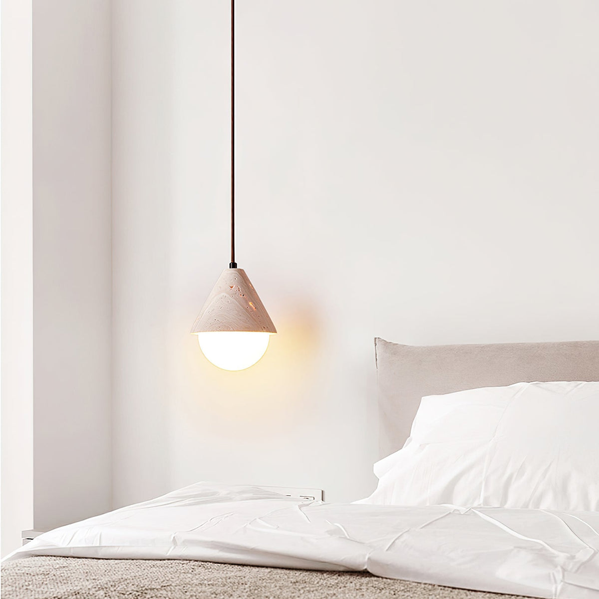 Ambient Indoor Lighting Travertine Cone Pendant Light