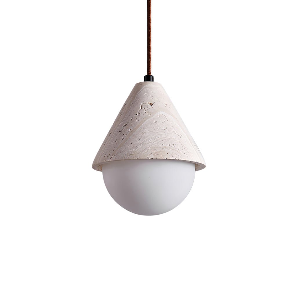 Ambient Indoor Lighting Travertine Cone Pendant Light