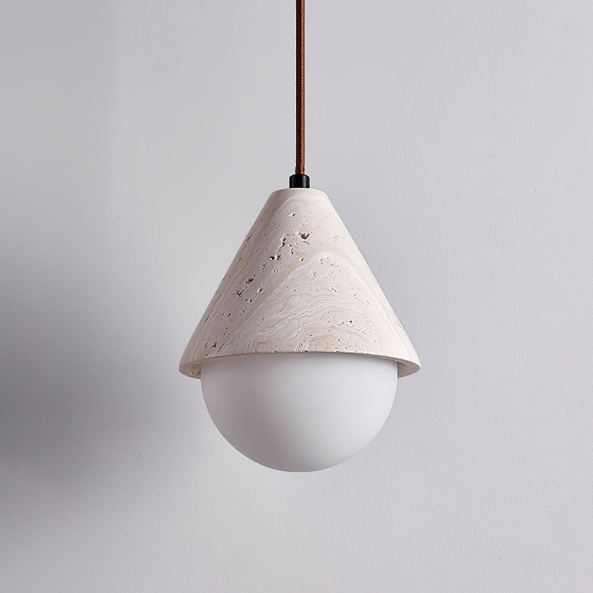 Ambient Indoor Lighting Travertine Cone Pendant Light