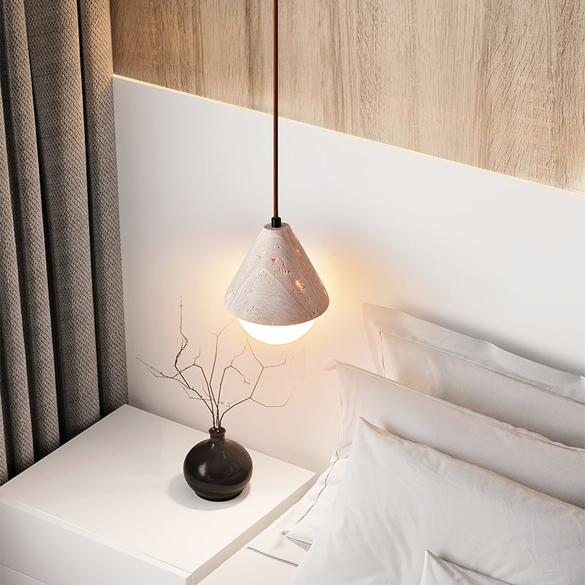 Ambient Indoor Lighting Travertine Cone Pendant Light