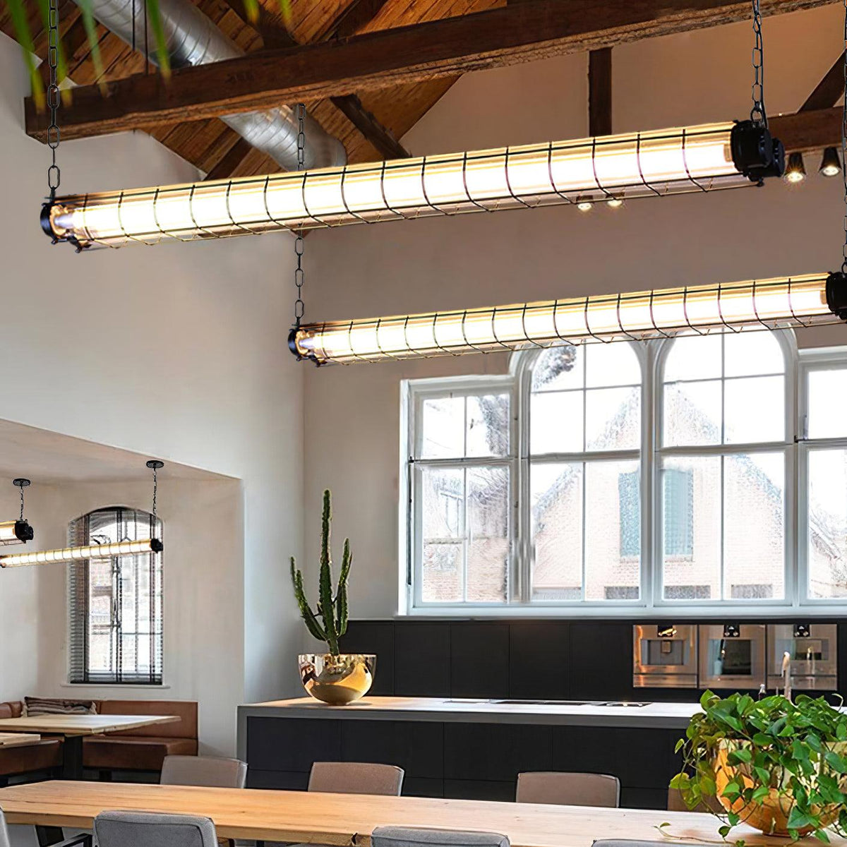 Integrated LED Industrial Linear Pendant Light