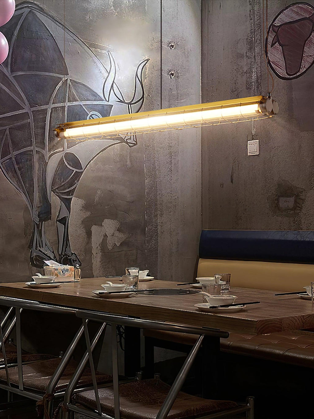 Integrated LED Industrial Linear Pendant Light