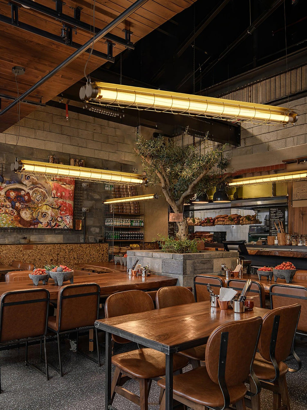 Integrated LED Industrial Linear Pendant Light