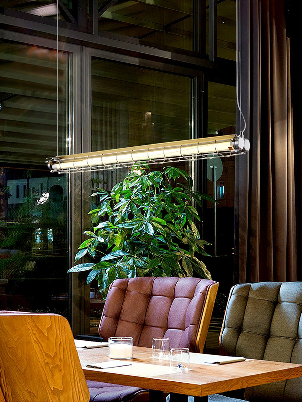 Integrated LED Industrial Linear Pendant Light