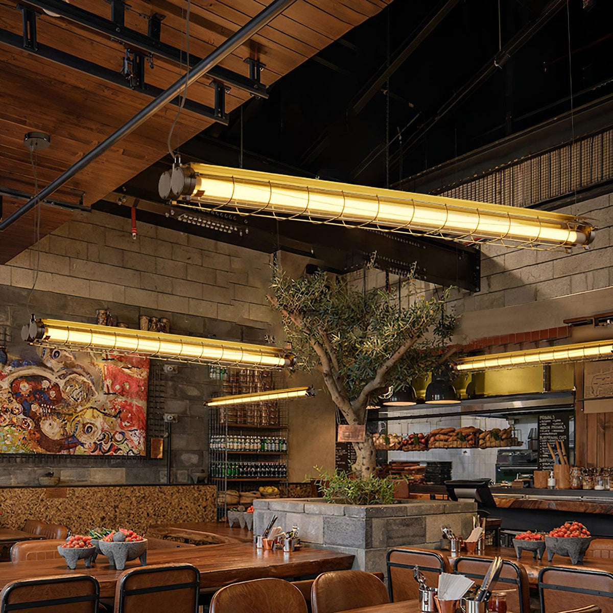 Integrated LED Industrial Linear Pendant Light