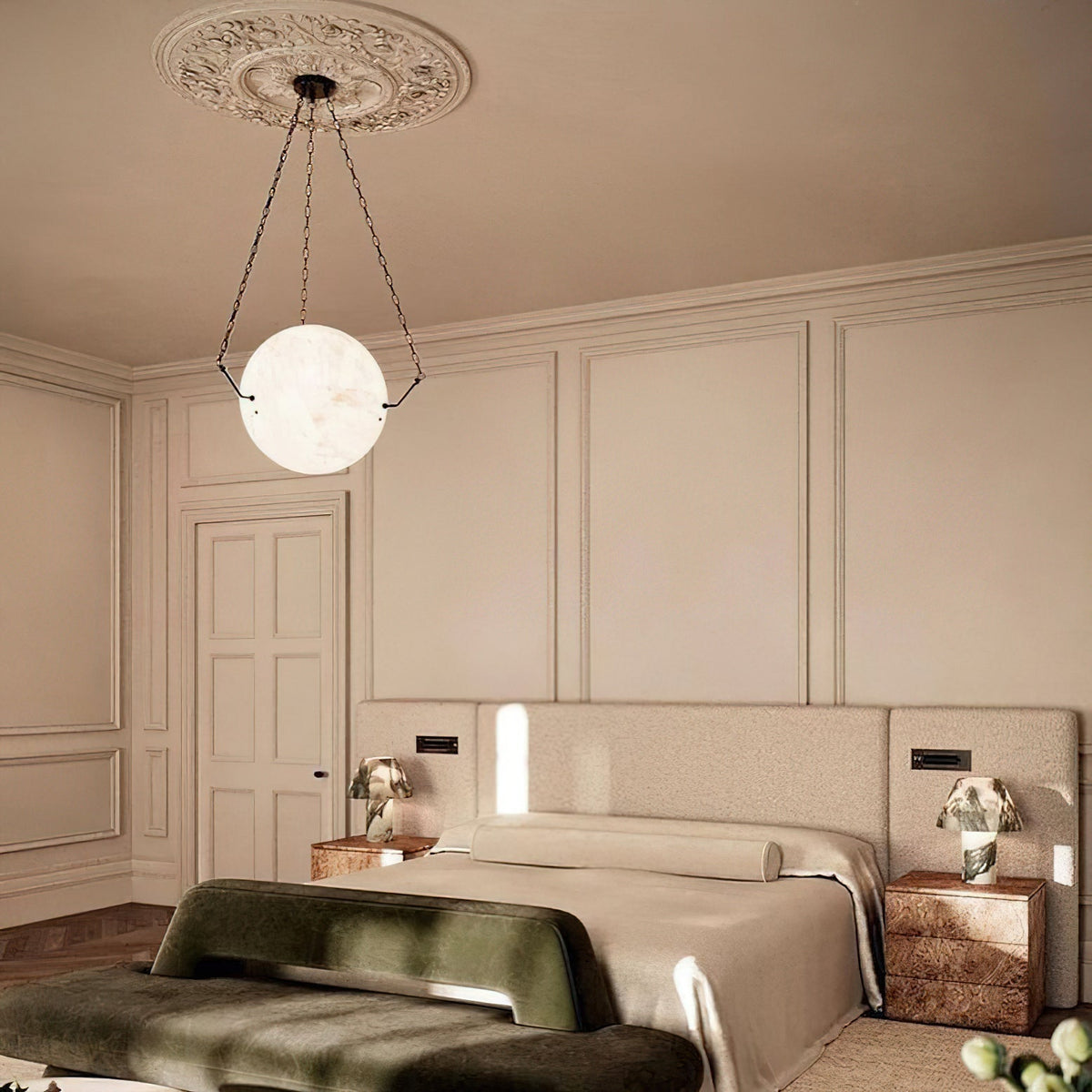 Copper Finish Alabaster Minimalist Pendant Light