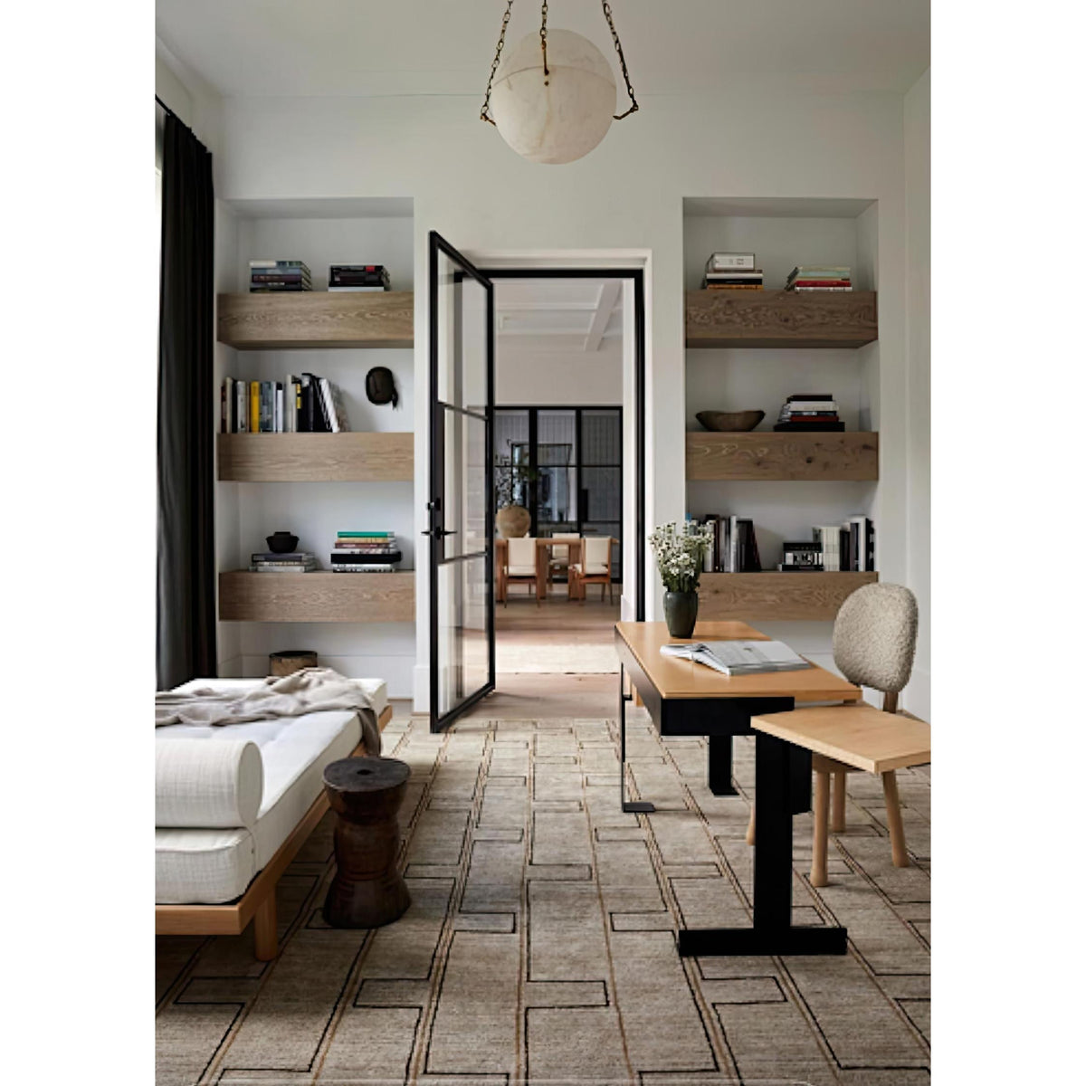 Copper Finish Alabaster Minimalist Pendant Light