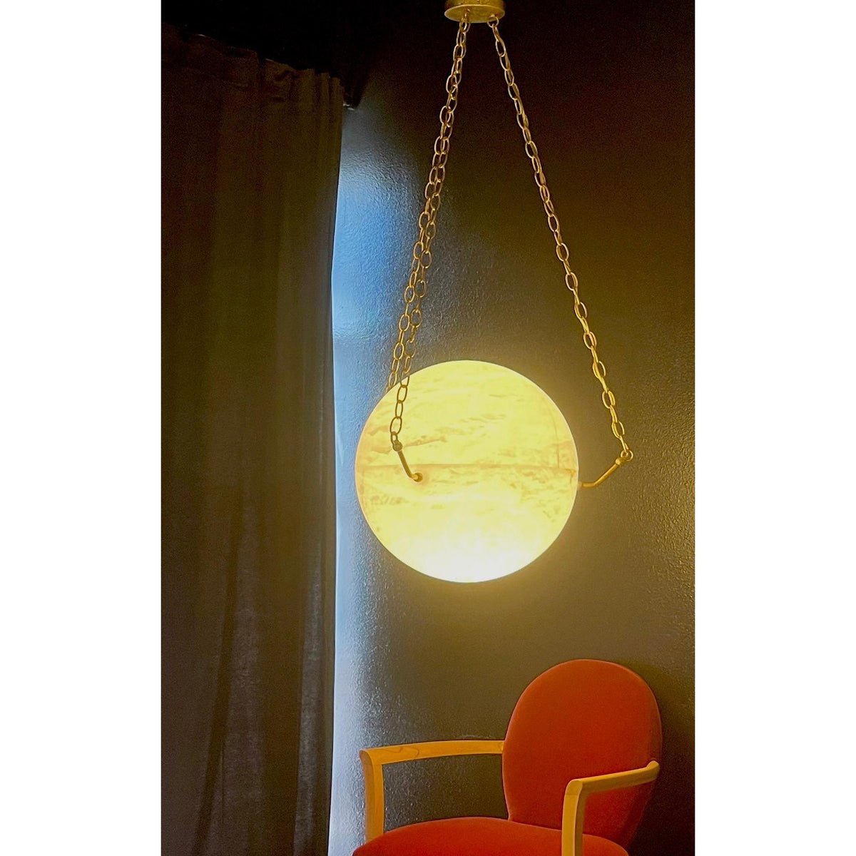 Copper Finish Alabaster Minimalist Pendant Light