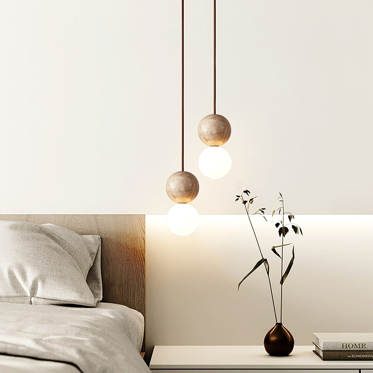 Warm Glow Travertine Ceiling Pendant Light