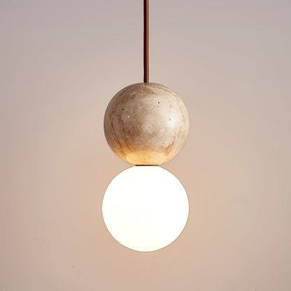 Warm Glow Travertine Ceiling Pendant Light