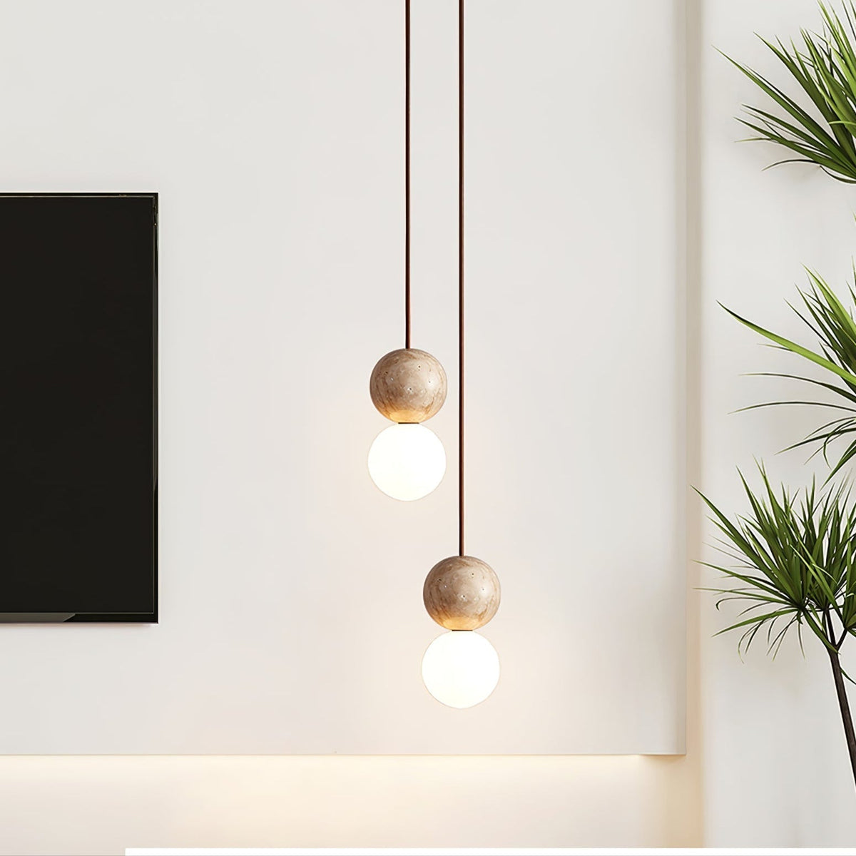 Warm Glow Travertine Ceiling Pendant Light