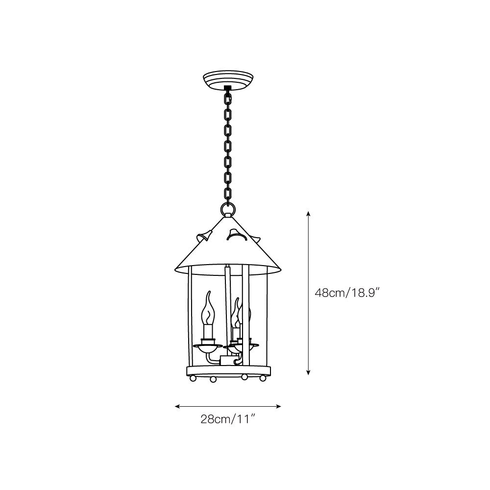 Vintage Industrial Three Head Pendant Lamp With Glass Shade