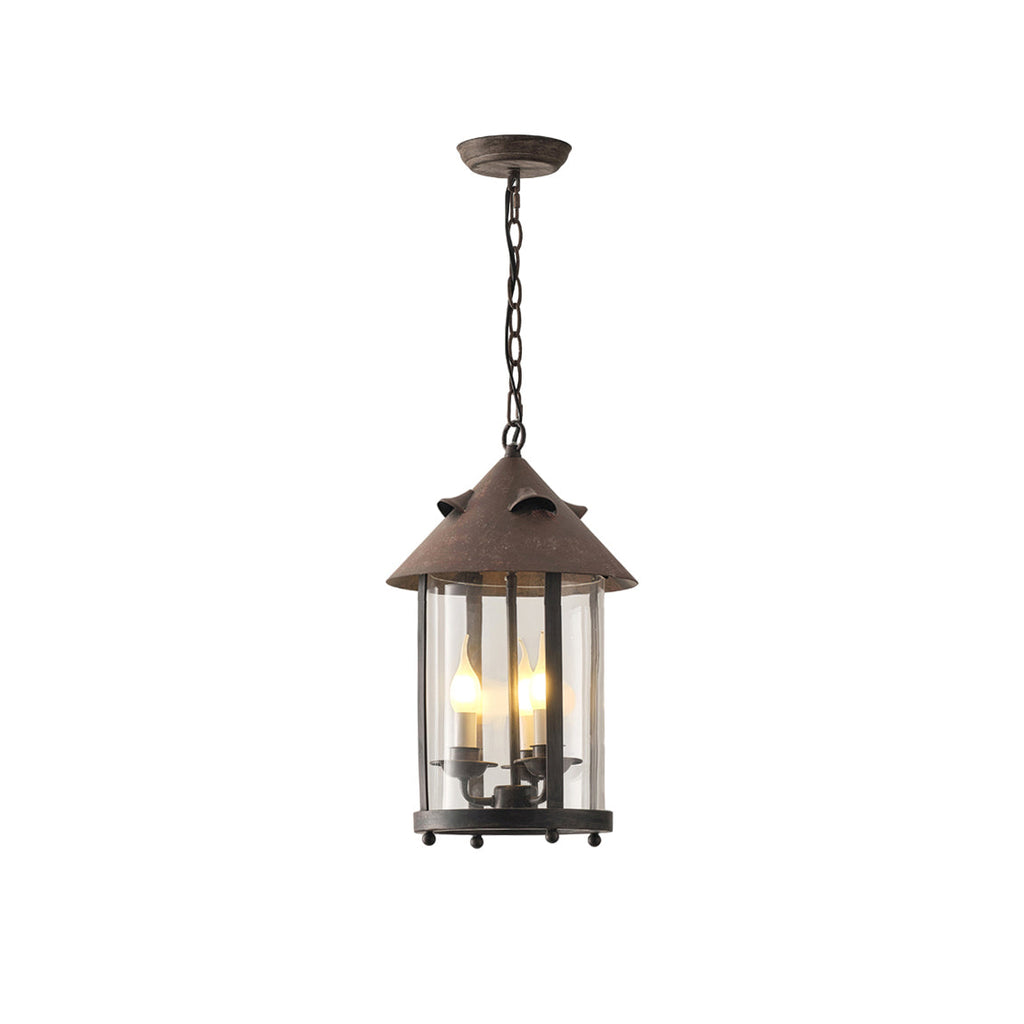 Vintage Industrial Three Head Pendant Lamp With Glass Shade