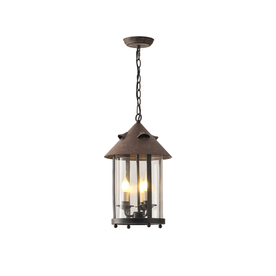 Vintage Industrial Three Head Pendant Lamp With Glass Shade