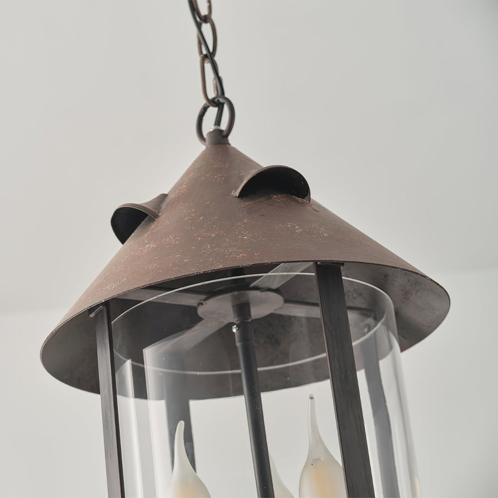 Vintage Industrial Three Head Pendant Lamp With Glass Shade