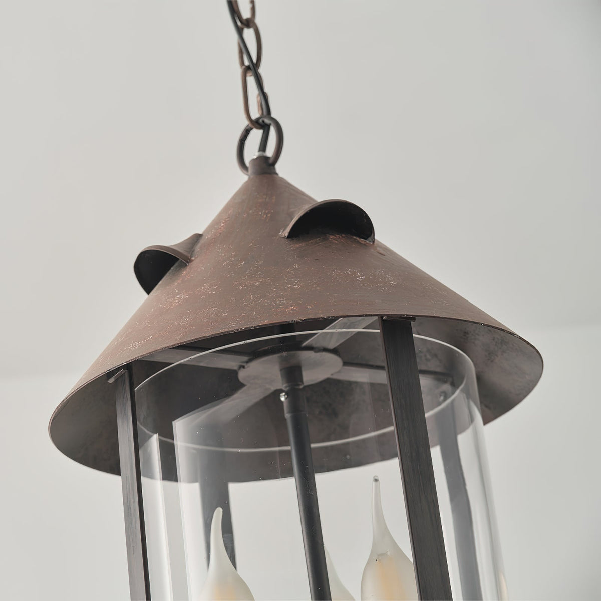 Vintage Industrial Three Head Pendant Lamp With Glass Shade