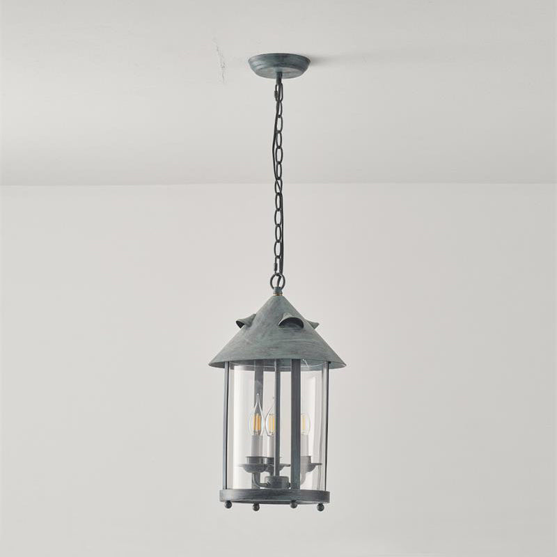 Vintage Industrial Three Head Pendant Lamp With Glass Shade