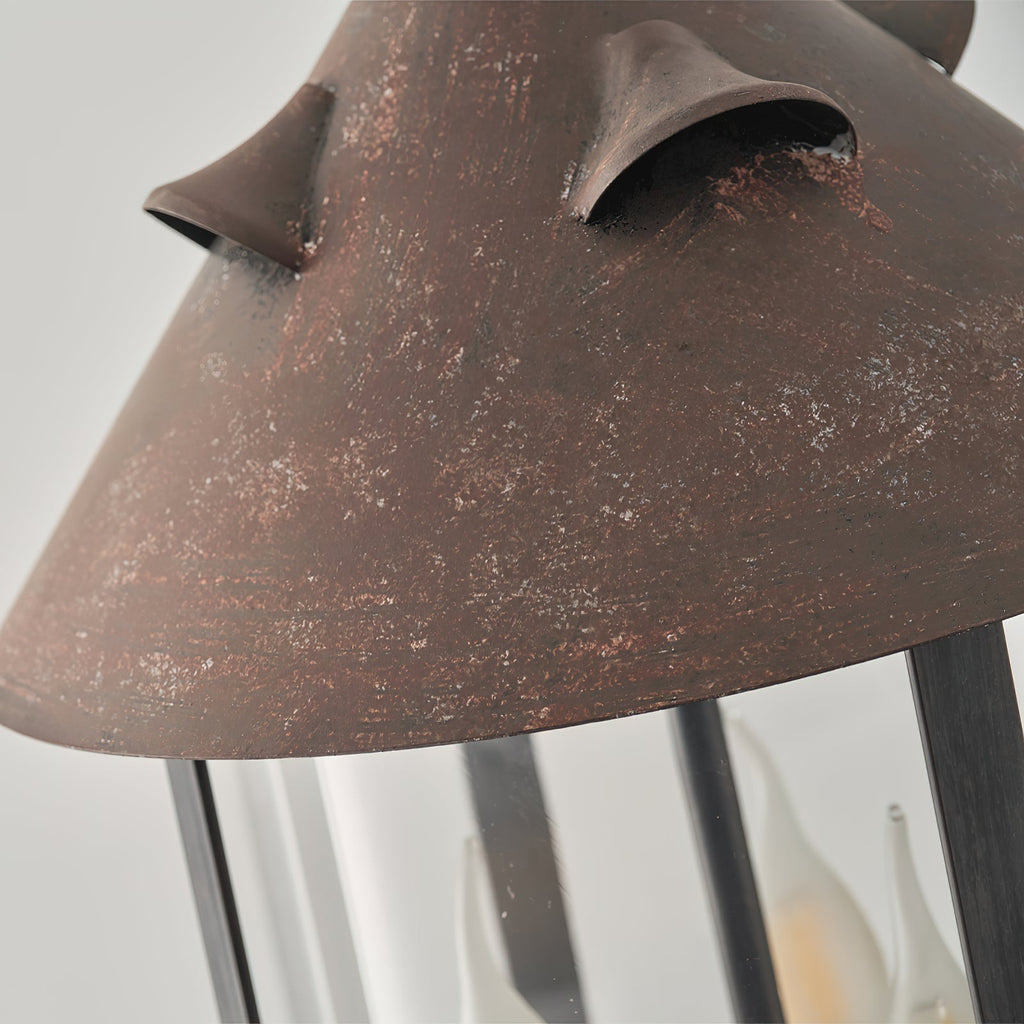 Vintage Industrial Three Head Pendant Lamp With Glass Shade