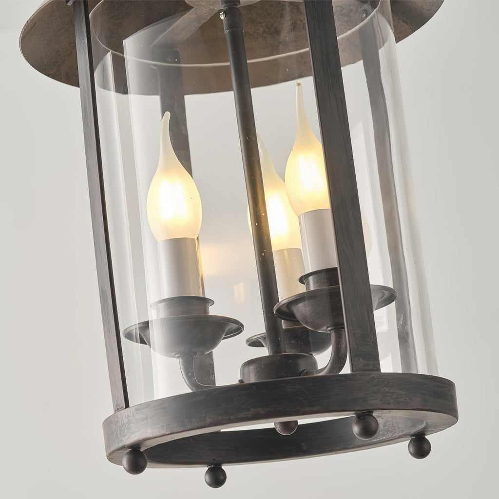 Vintage Industrial Three Head Pendant Lamp With Glass Shade