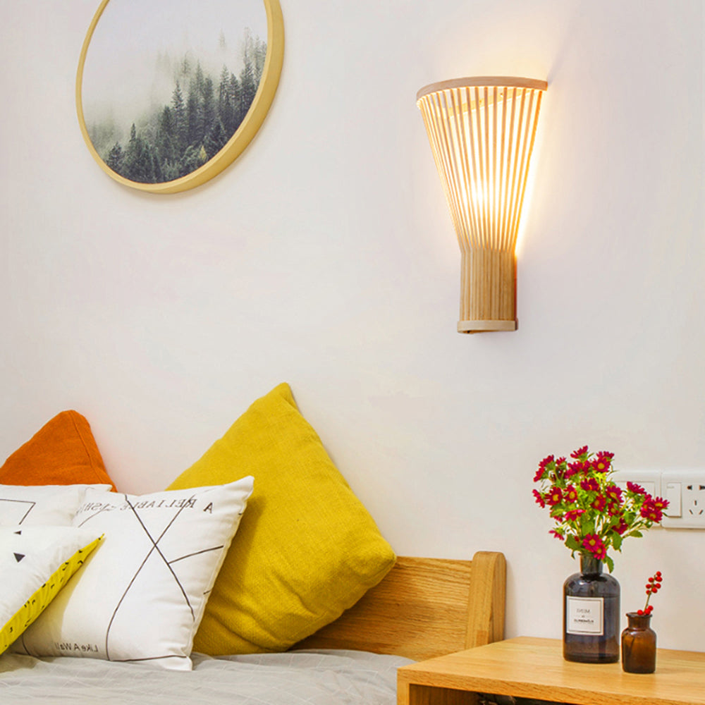 Wall Mounted Rattan Led Bedside Lamp For Bedroom