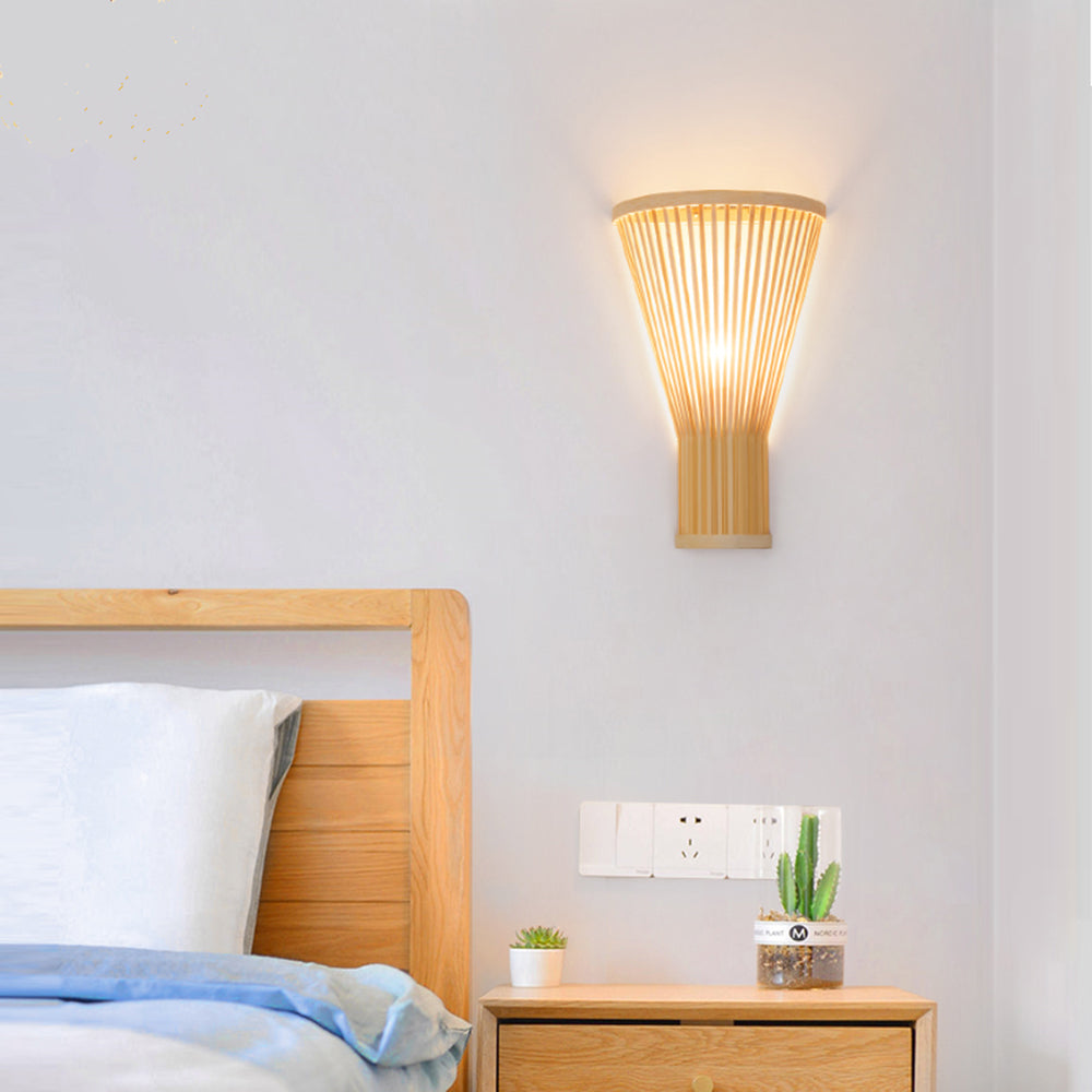 Wall Mounted Rattan Led Bedside Lamp For Bedroom