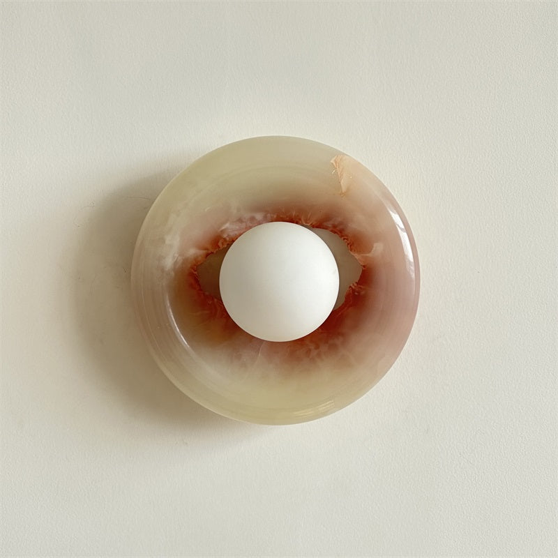 Wall Sconce Elegant Glass Shade With Round Marble