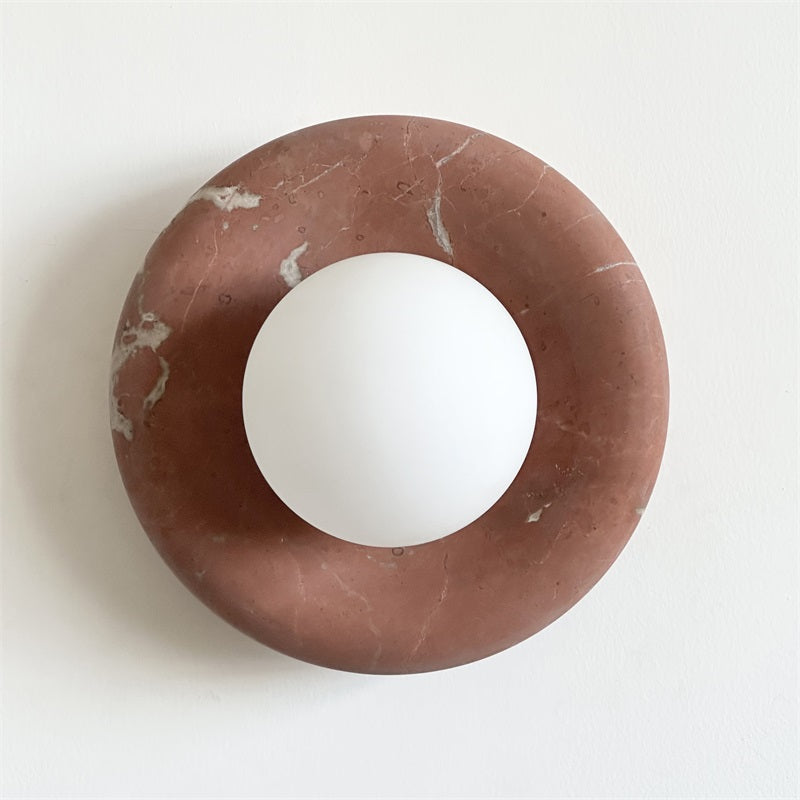 Wall Sconce Elegant Glass Shade With Round Marble