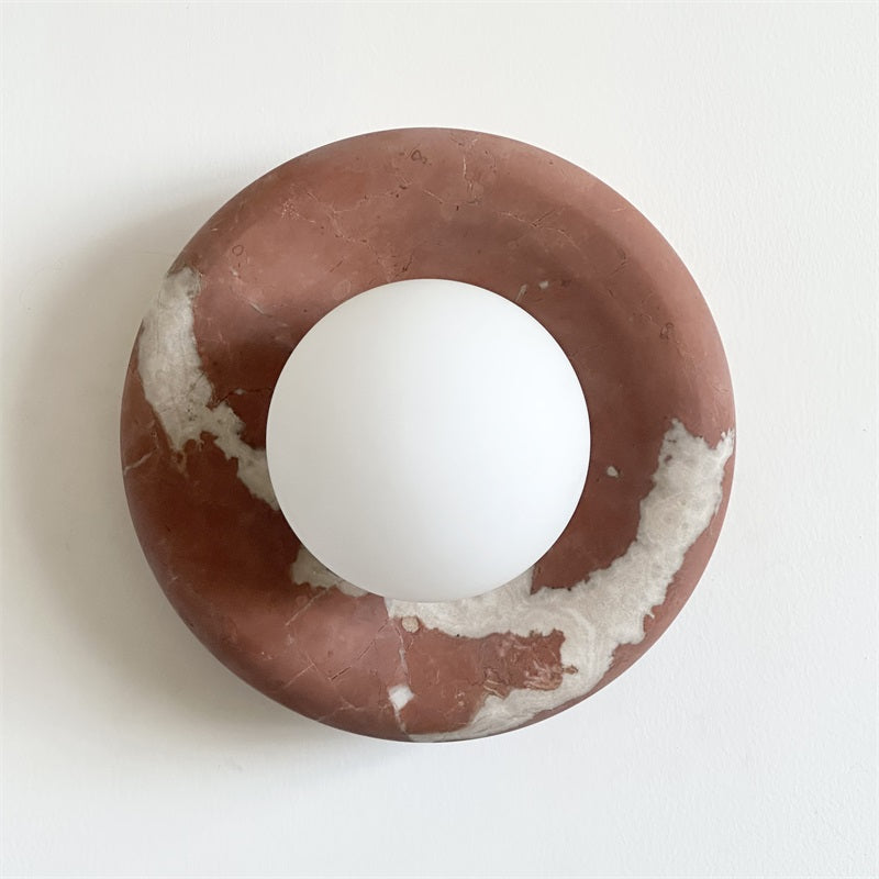 Wall Sconce Elegant Glass Shade With Round Marble