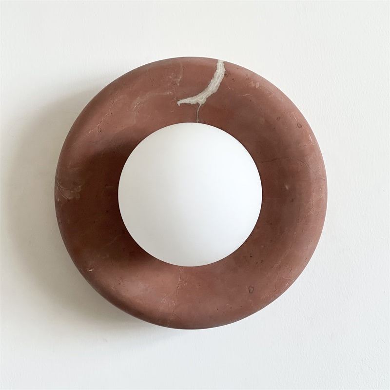 Wall Sconce Elegant Glass Shade With Round Marble