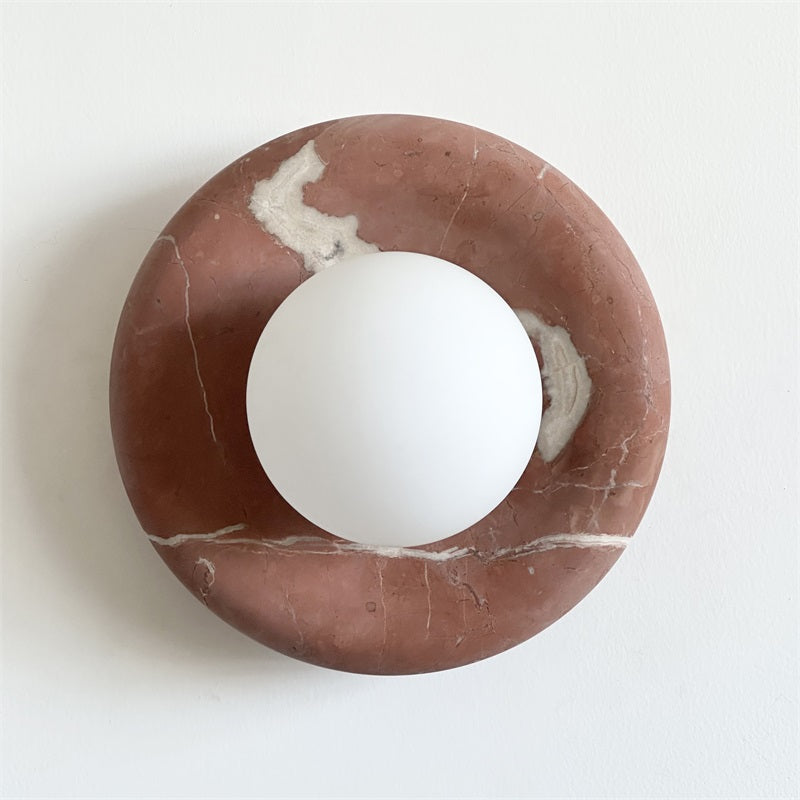 Wall Sconce Elegant Glass Shade With Round Marble