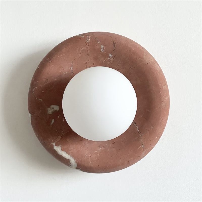 Wall Sconce Elegant Glass Shade With Round Marble