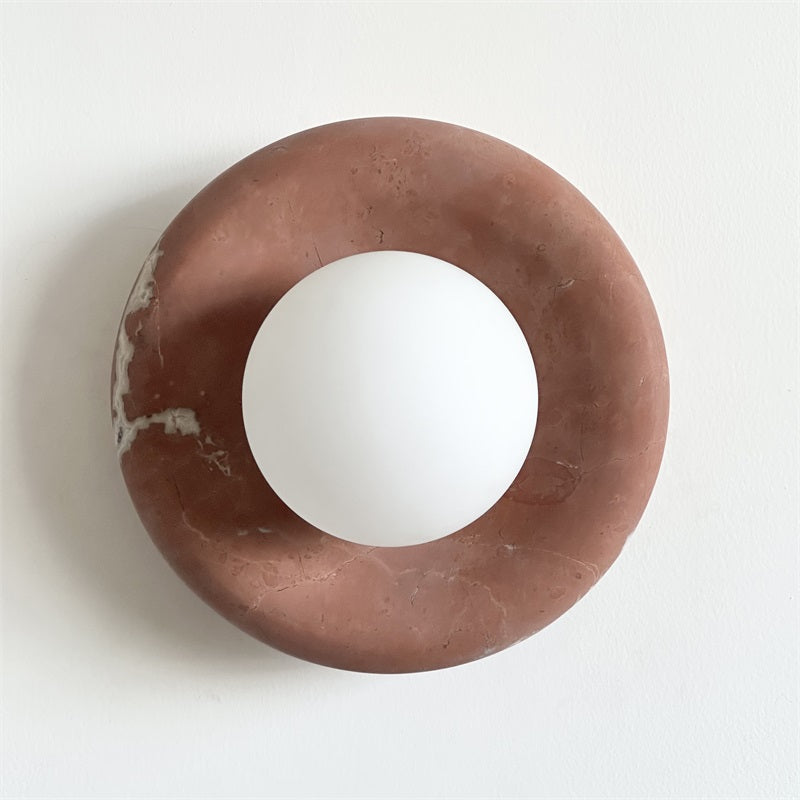 Indoor Wall Sconce With Glass Shade Elegant Round Marble