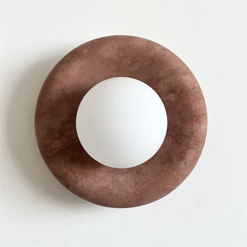 Indoor Wall Sconce With Glass Shade Elegant Round Marble