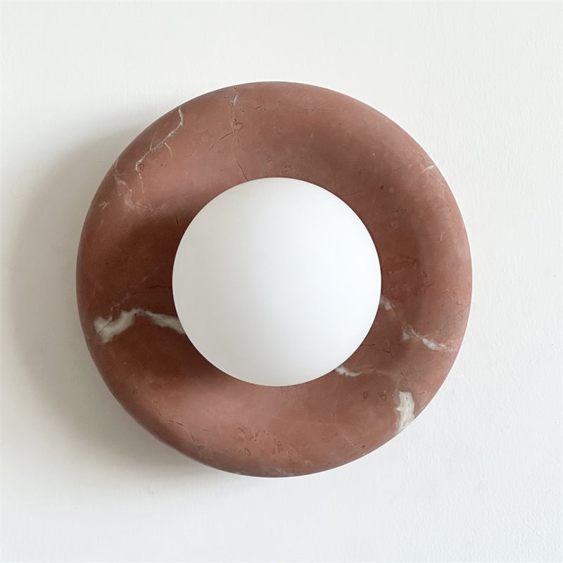 Wall Sconce Elegant Glass Shade With Round Marble