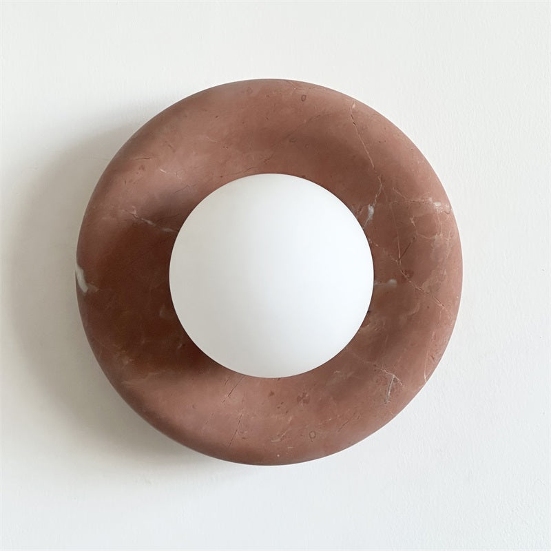 Indoor Wall Sconce With Glass Shade Elegant Round Marble