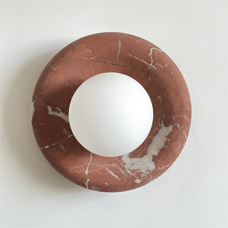 Wall Sconce Elegant Glass Shade With Round Marble