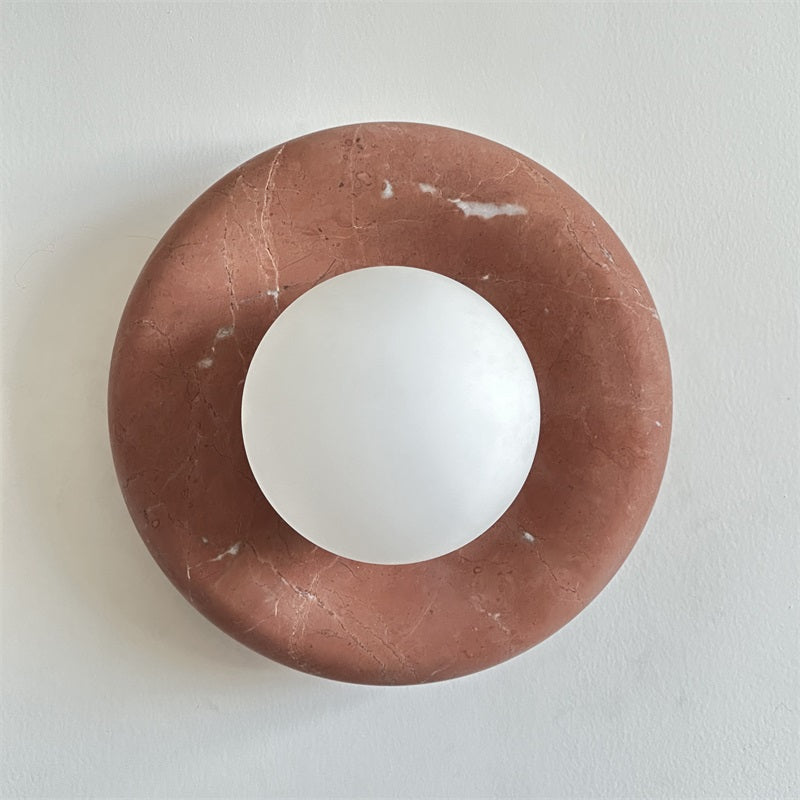 Wall Sconce Elegant Glass Shade With Round Marble