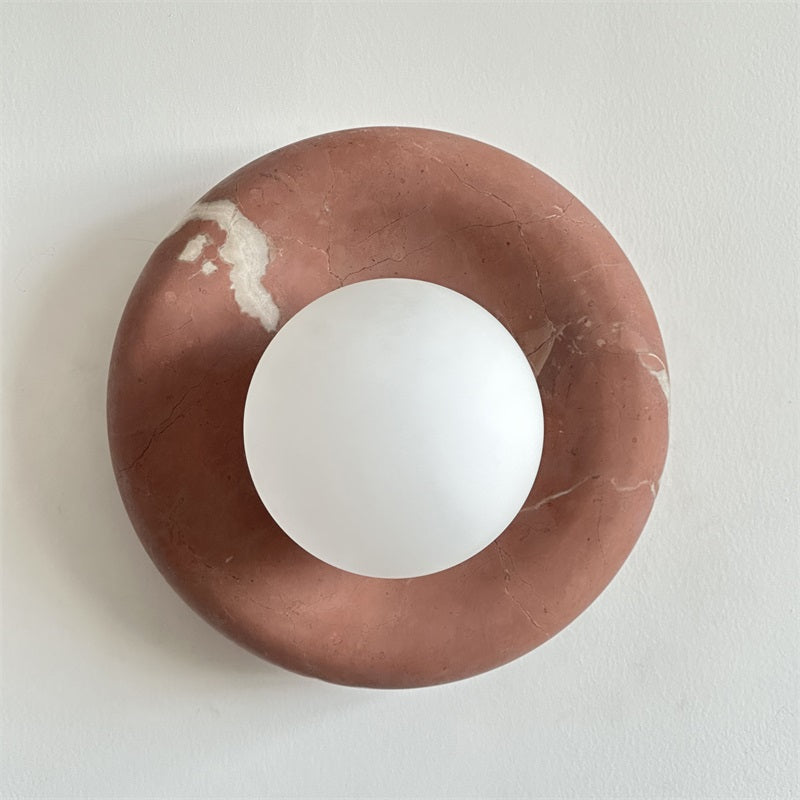 Indoor Wall Sconce With Glass Shade Elegant Round Marble