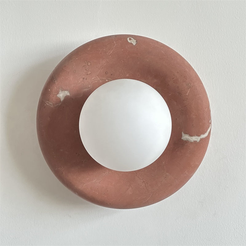 Wall Sconce Elegant Glass Shade With Round Marble