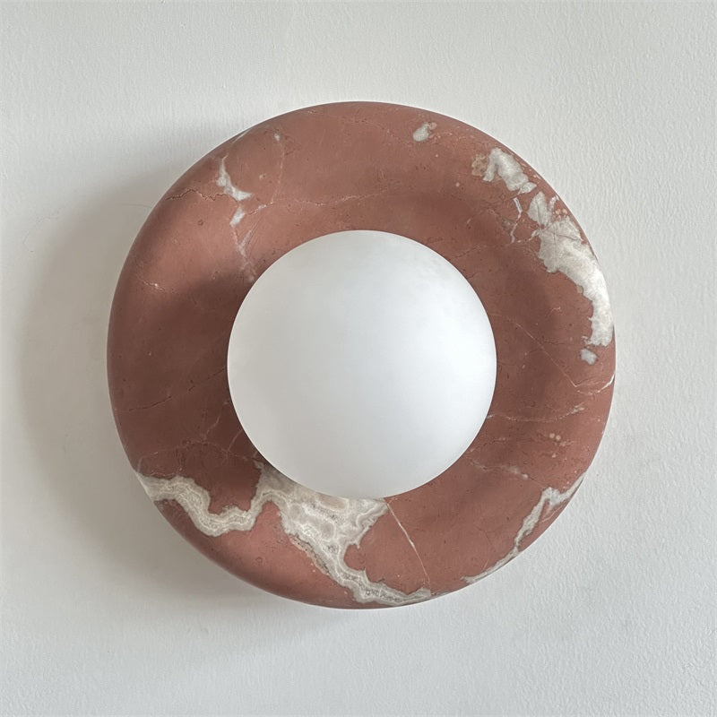 Wall Sconce Elegant Glass Shade With Round Marble