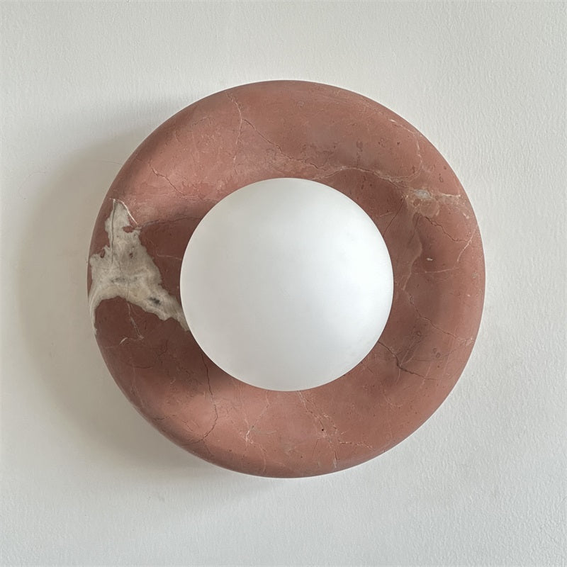 Wall Sconce Elegant Glass Shade With Round Marble