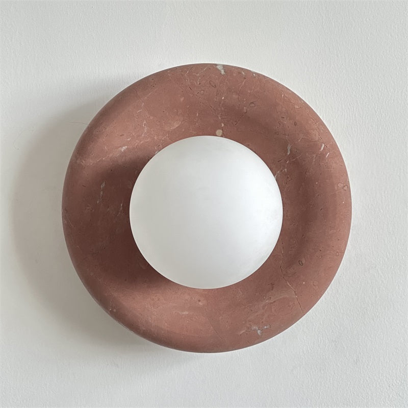 Wall Sconce Elegant Glass Shade With Round Marble
