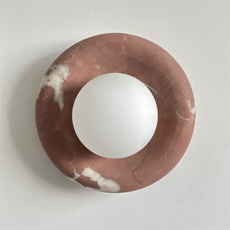 Wall Sconce Elegant Glass Shade With Round Marble